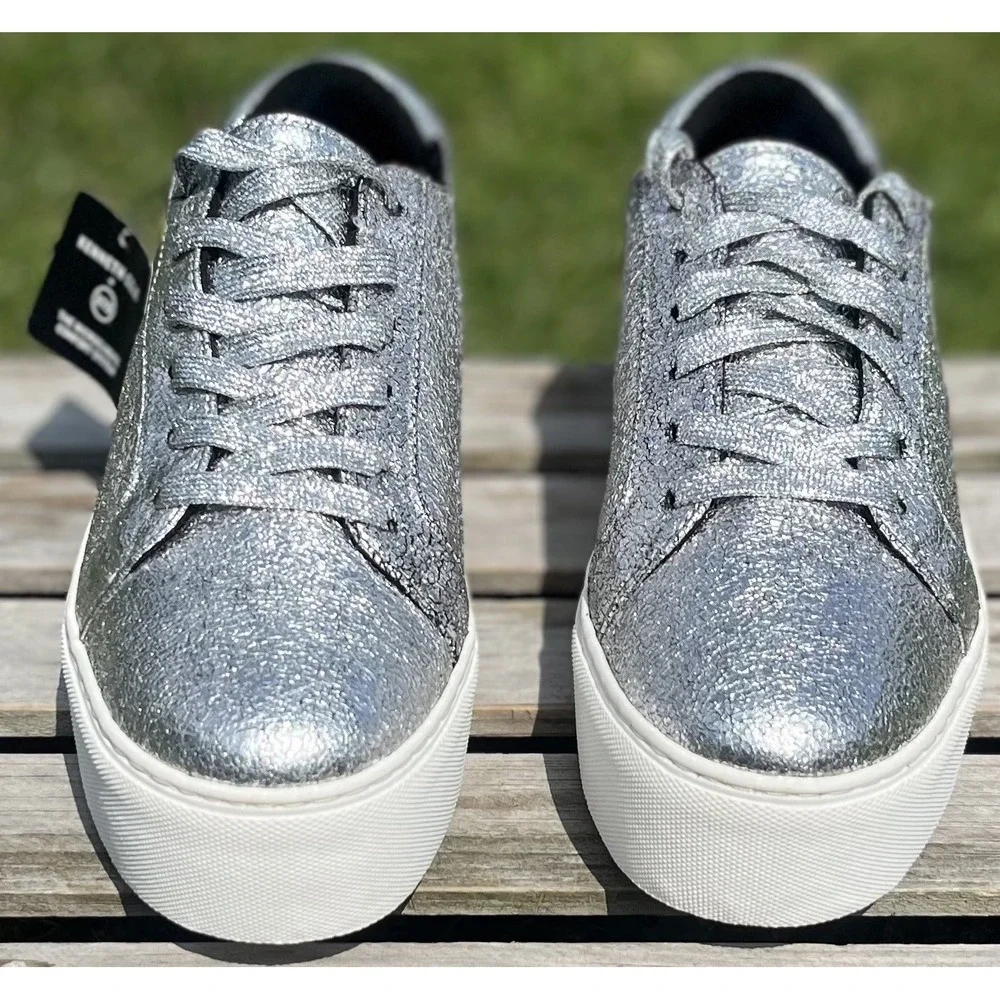 Kenneth Cole Shoes Womens Size 10M Platform Leather Lace Up Sneaker Casual Fashi